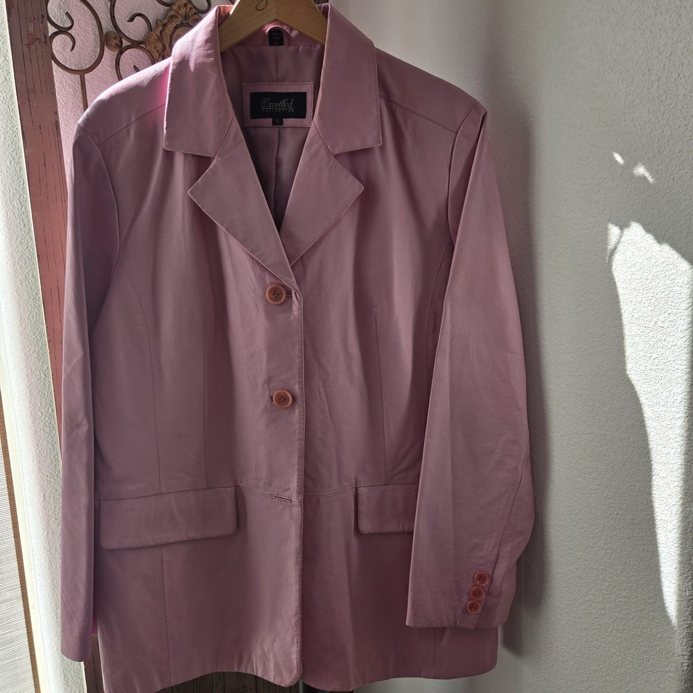 Sophisticated Pink Leather Blazer for Women
